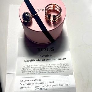 Tous gold rose ring with gems